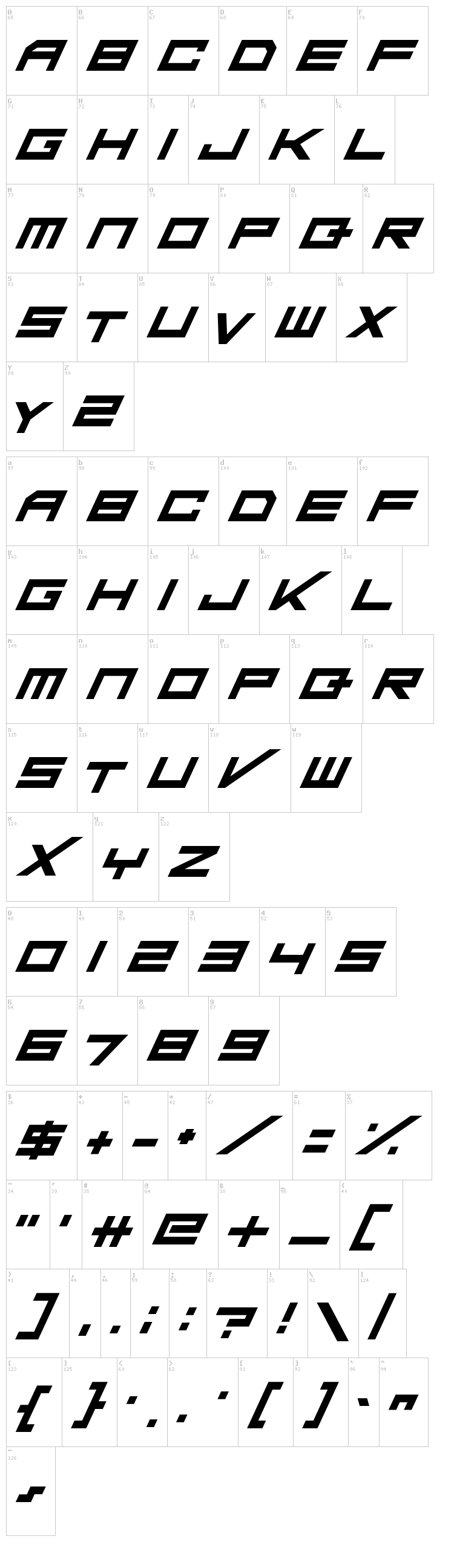 Da Mad Rave font map